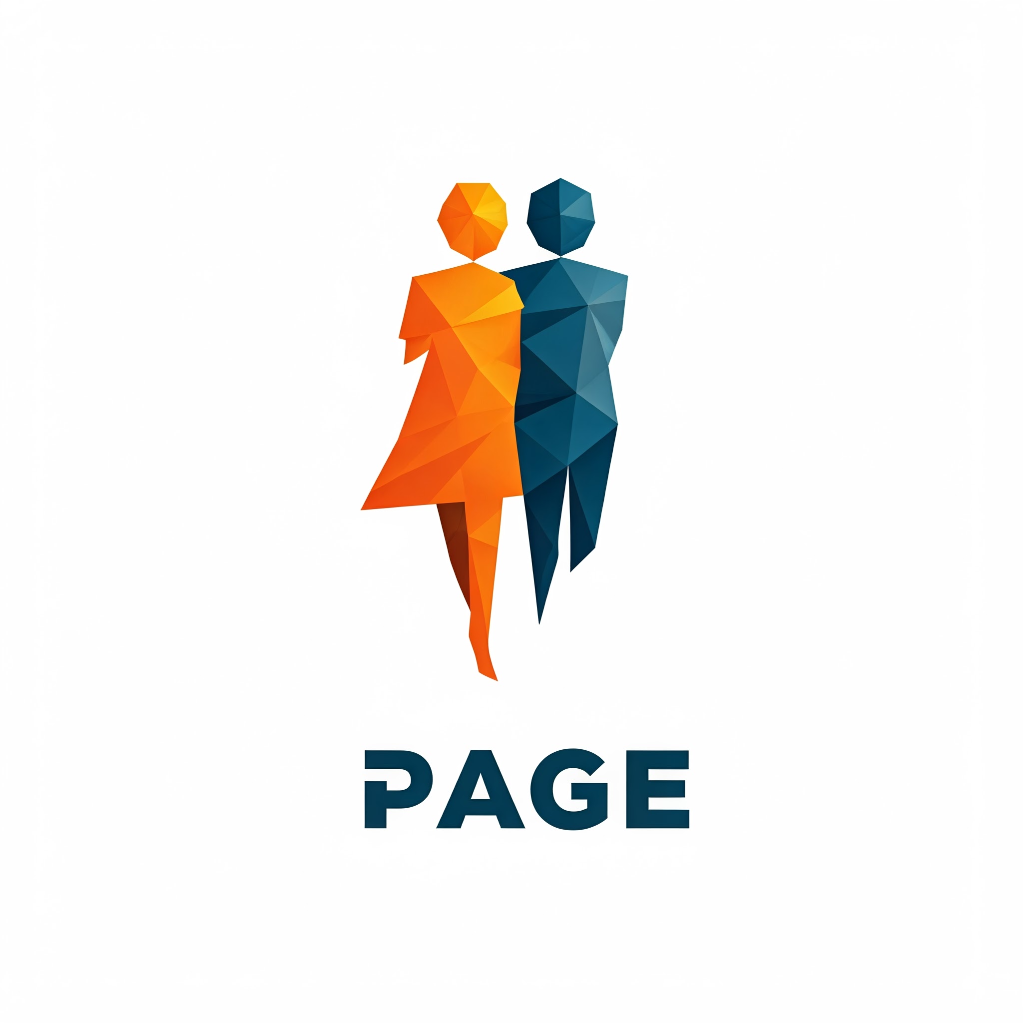 The logo for PAGE: Psychology Across Gender and Education features a minimalist and geometric design with an abstract human figure at its center. The figure is split vertically into two halves to symbolize gender inclusivity: the left half, colored in orange, represents a female figure with a flowing skirt shape, while the right half, in blue, represents a male figure with straighter lines. The design is rendered in a faceted, angular style, giving it a modern and dynamic appearance. Below the figure, the word "PAGE" is written in bold, uppercase, sans-serif font in a dark blue color, ensuring clarity and professionalism. The logo sits on a white background, enhancing its contrast and making the colors and design elements stand out prominently. The combination of the two halves reflects balance, diversity, and inclusivity, aligning with the journal's mission to explore the intersections of psychology, gender, and education.
